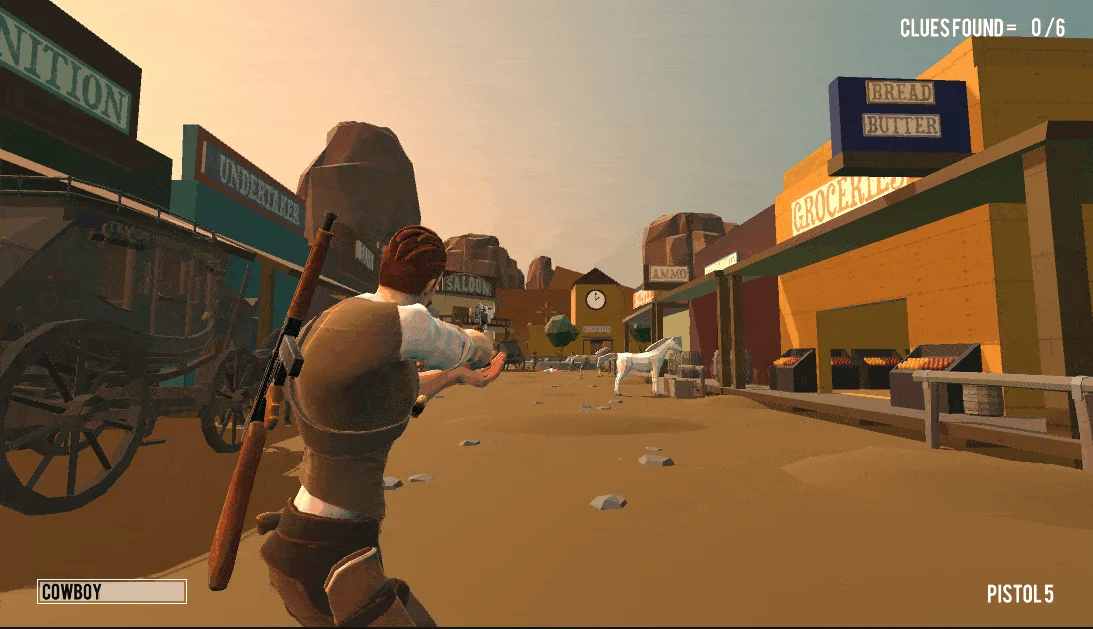 Third-person exploration in the Western town prototype